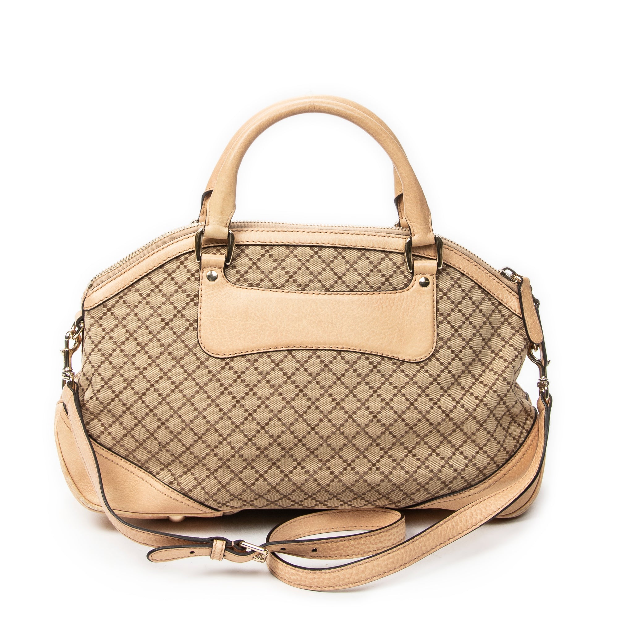 Shoulder Bag Medium Catherine Beige Diamante Canvas