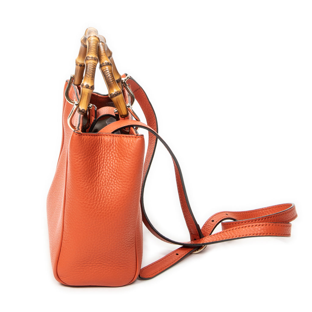 Shoulder Bag Mini Bamboo Shopper Orange Grained Calfskin Leather
