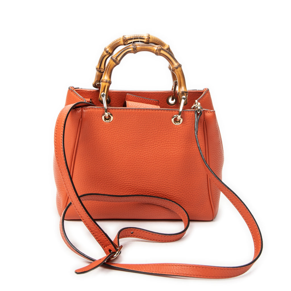 Shoulder Bag Mini Bamboo Shopper Orange Grained Calfskin Leather