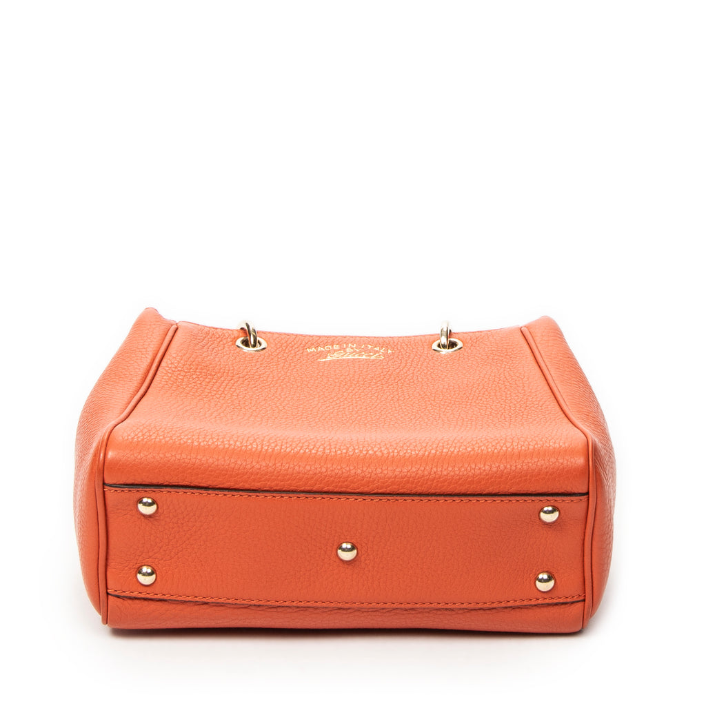 Shoulder Bag Mini Bamboo Shopper Orange Grained Calfskin Leather