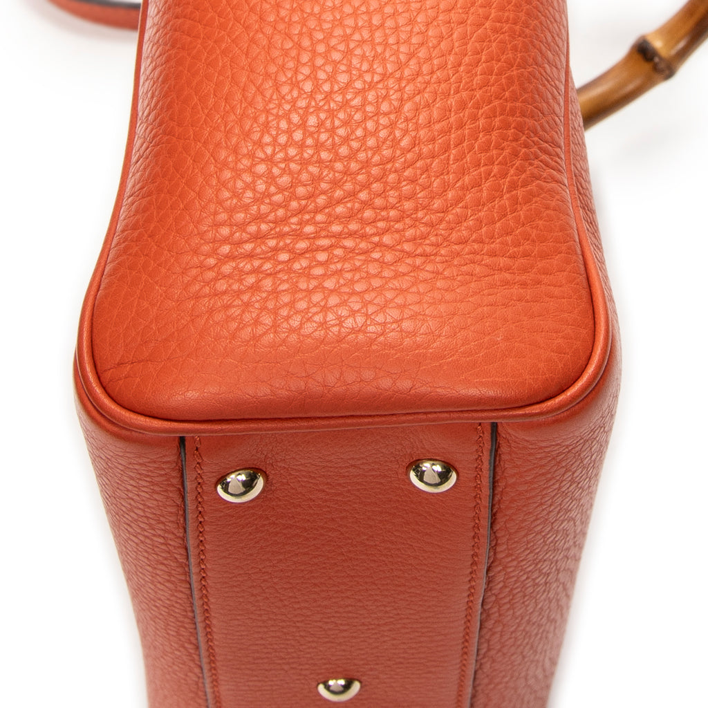 Shoulder Bag Mini Bamboo Shopper Orange Grained Calfskin Leather