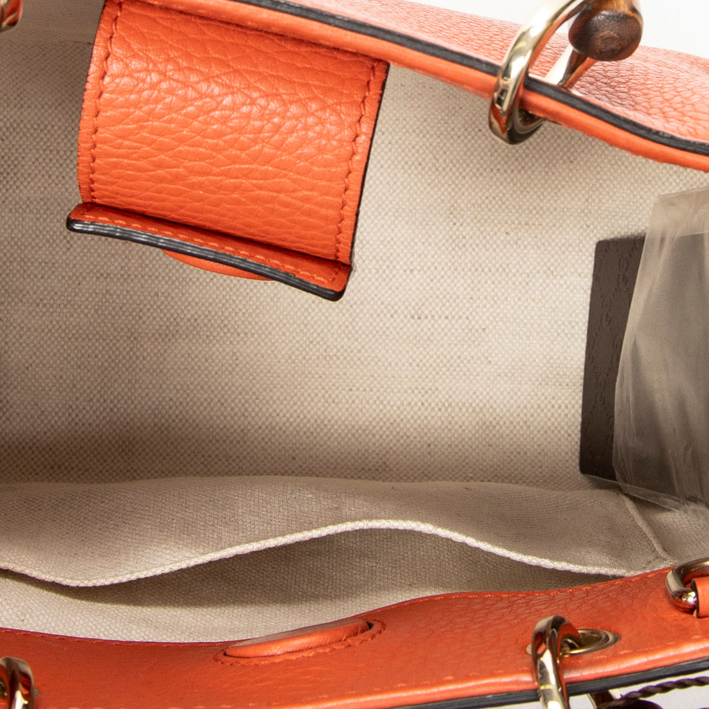 Shoulder Bag Mini Bamboo Shopper Orange Grained Calfskin Leather