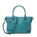 Shoulder Bag Convertible Zip Tote Teal Grained Calfskin Leather