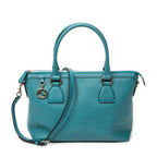 Shoulder Bag Convertible Zip Tote Teal Grained Calfskin Leather