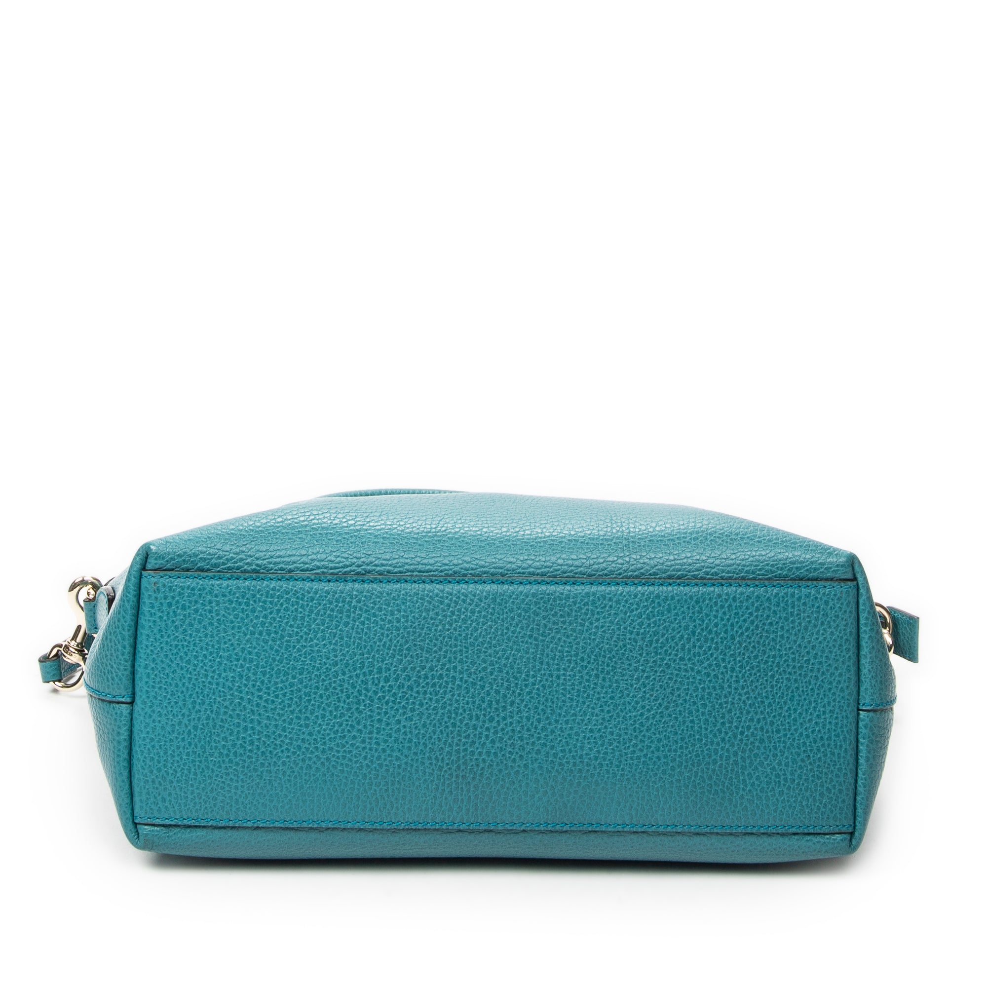 Shoulder Bag Convertible Zip Tote Teal Grained Calfskin Leather