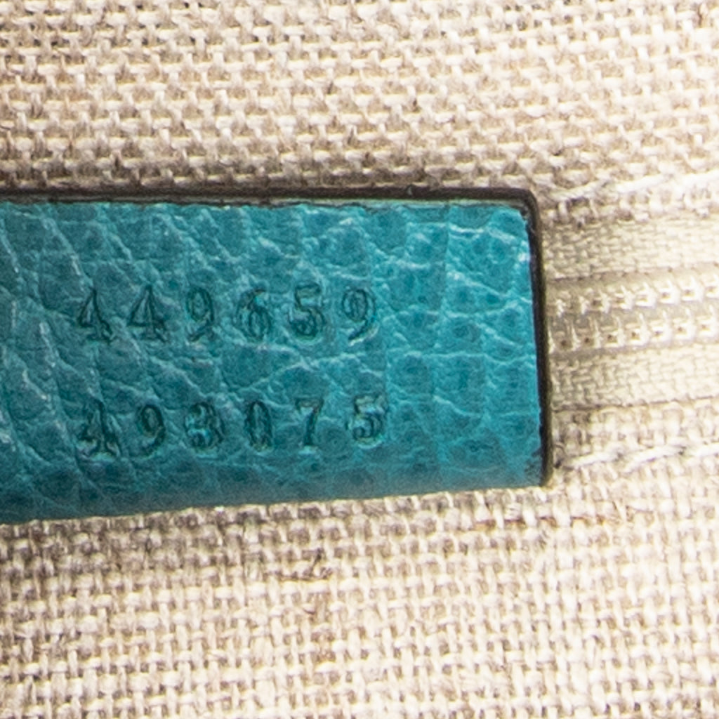 Shoulder Bag Convertible Zip Tote Teal Grained Calfskin Leather