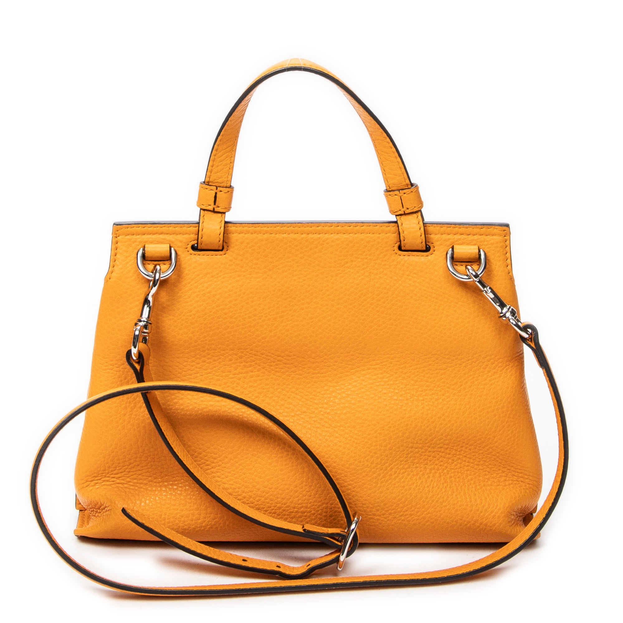 Shoulder Bag Small Bamboo Daily Top Handle Mustard Yellow Grained Calfskin Leather
