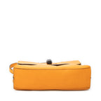 Shoulder Bag Small Bamboo Daily Top Handle Mustard Yellow Grained Calfskin Leather