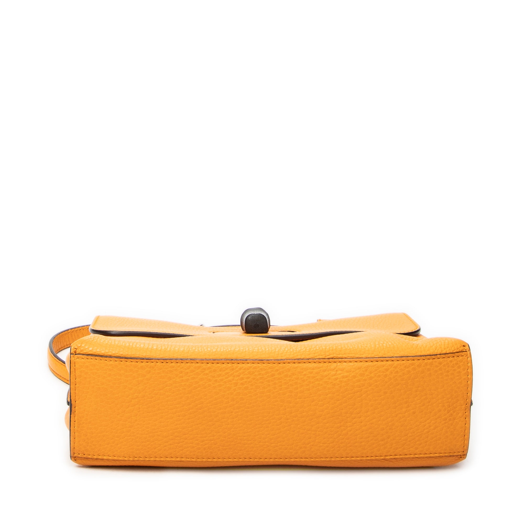 Shoulder Bag Small Bamboo Daily Top Handle Mustard Yellow Grained Calfskin Leather