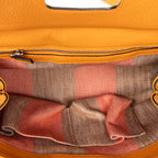 Sac porté épaule petit bambou quotidien anse supérieure cuir de veau grainé jaune moutarde