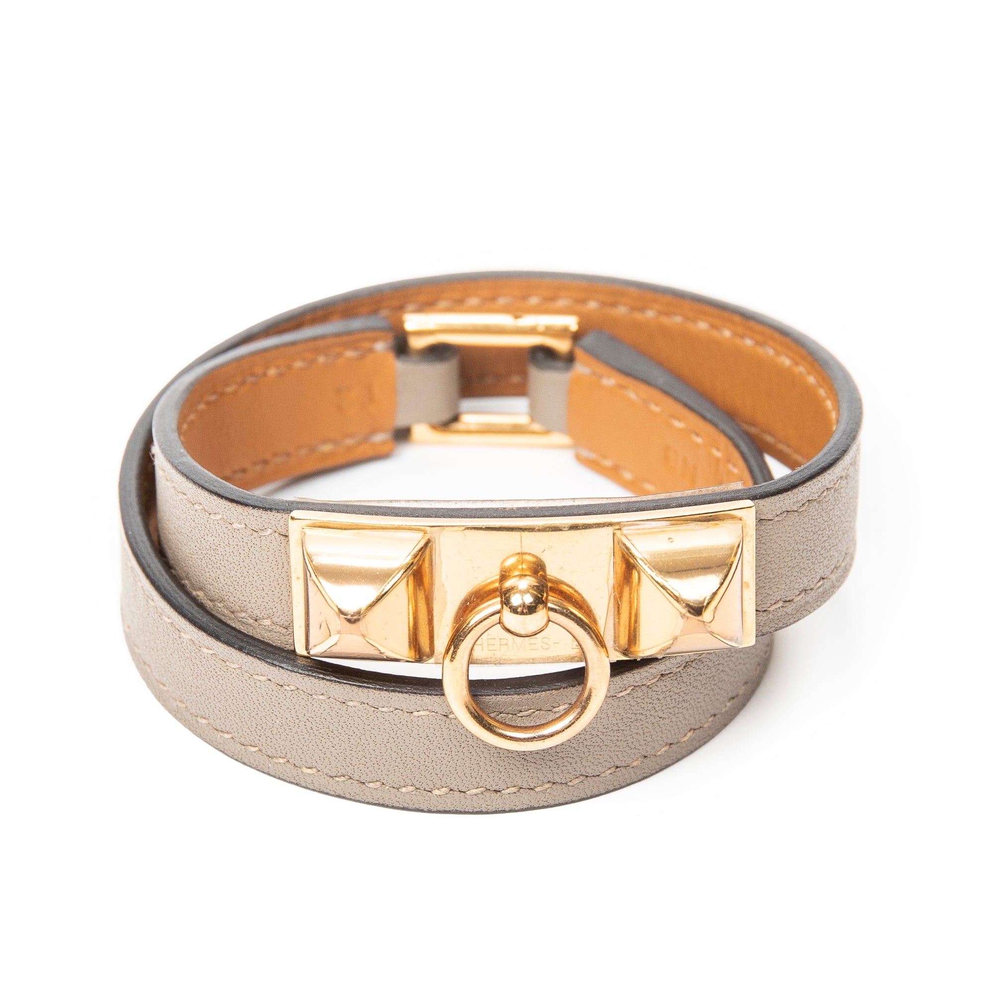 Bracelet Rivale Double Tour Bracelet Grey Swift Leather
