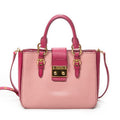 Shoulder Bag Pushlock Executive Tote Pink Madras Leather