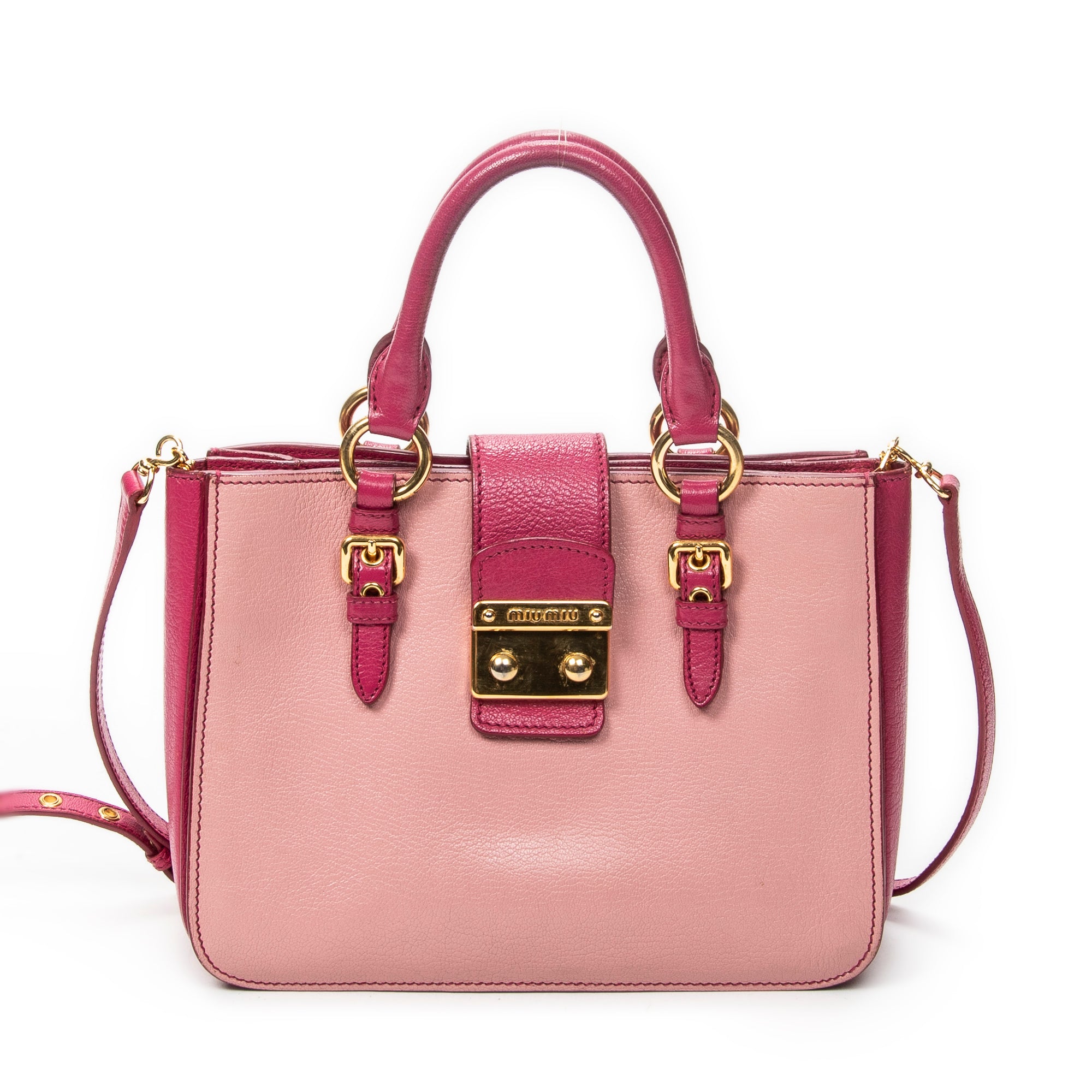 Shoulder Bag Pushlock Executive Tote Pink Madras Leather