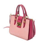 Shoulder Bag Pushlock Executive Tote Pink Madras Leather