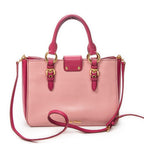 Shoulder Bag Pushlock Executive Tote Pink Madras Leather