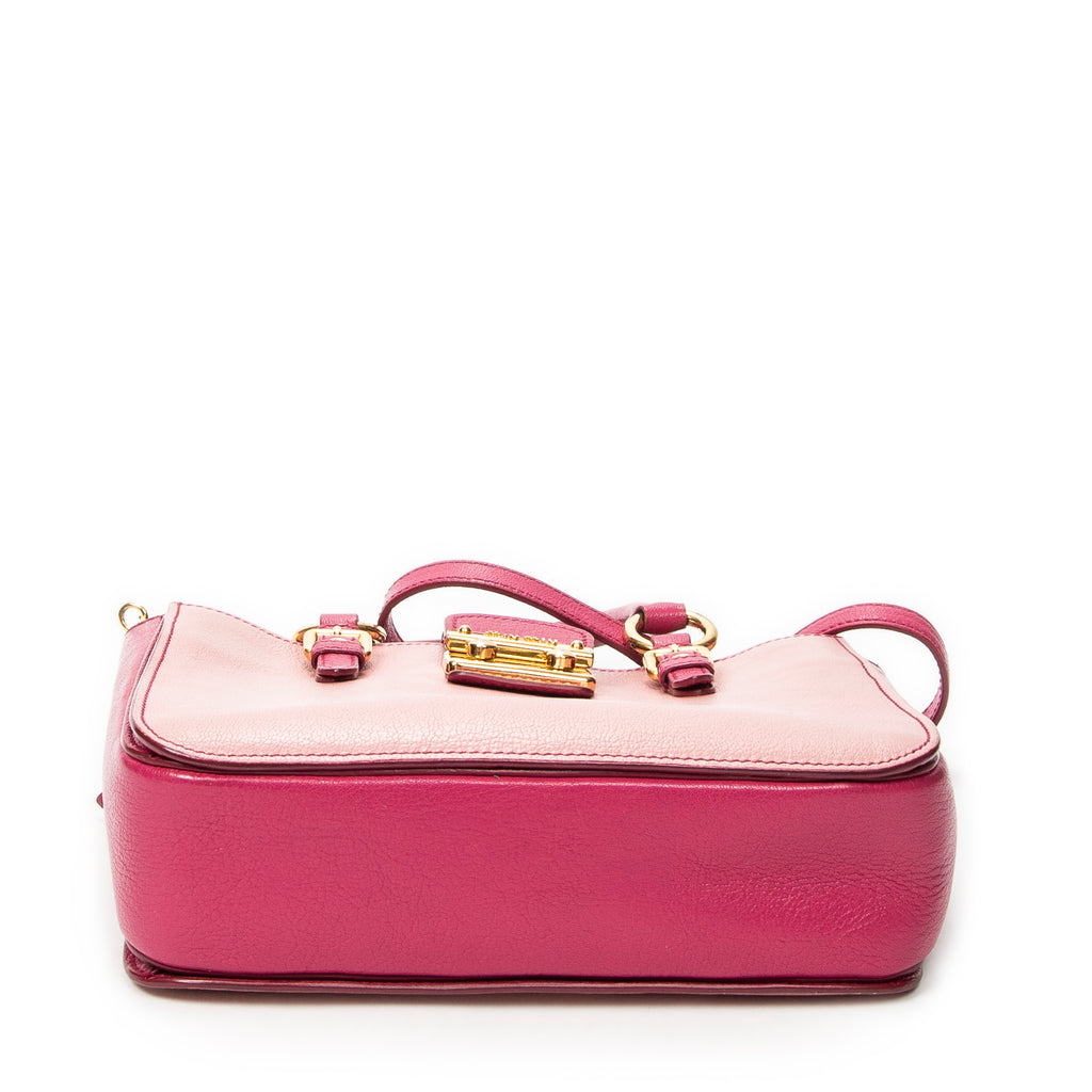 Shoulder Bag Pushlock Executive Tote Pink Madras Leather