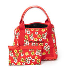 Shoulder Bag Small Navy Cabas Red Floral Print Canvas