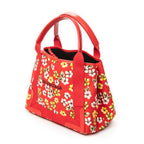 Shoulder Bag Small Navy Cabas Red Floral Print Canvas