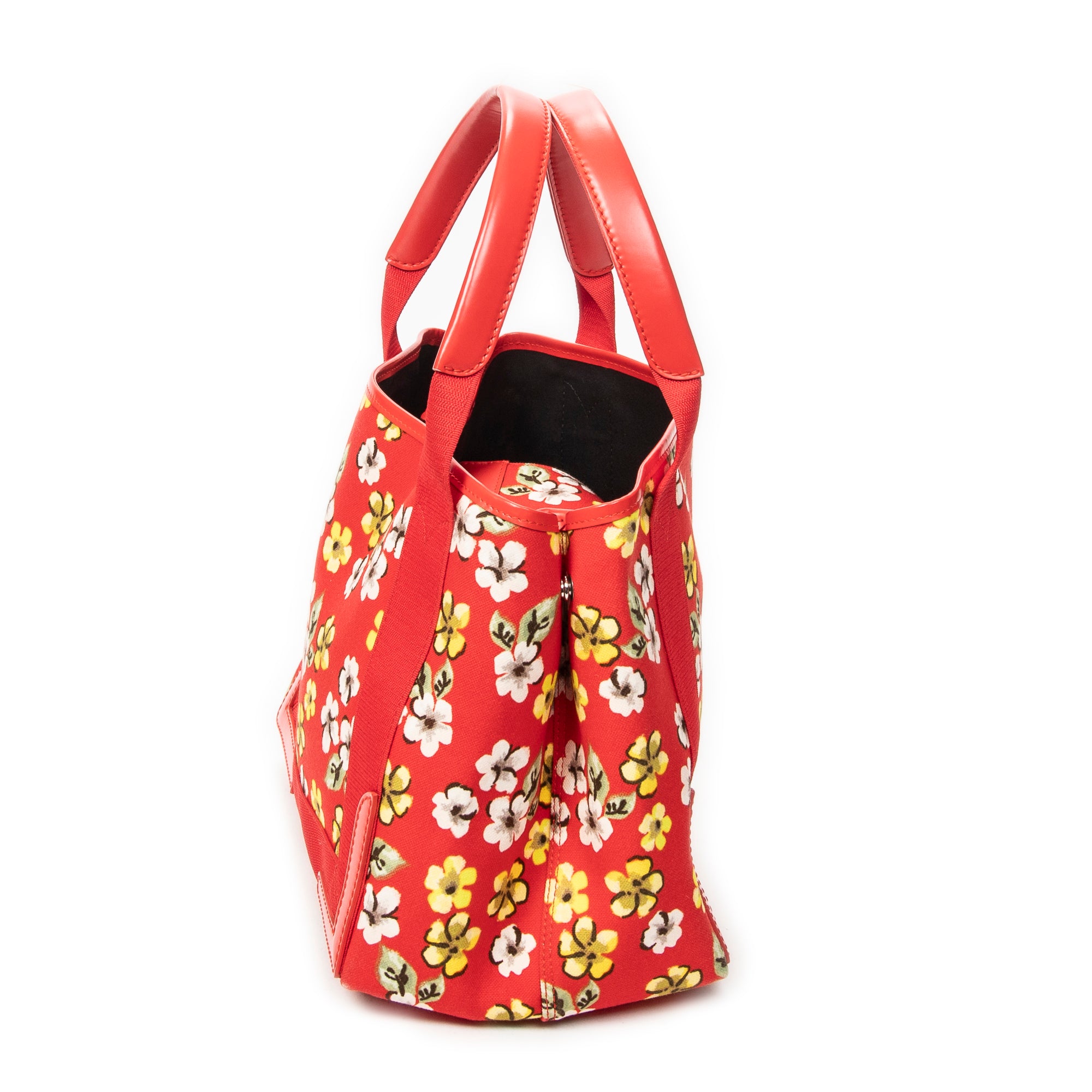 Shoulder Bag Small Navy Cabas Red Floral Print Canvas