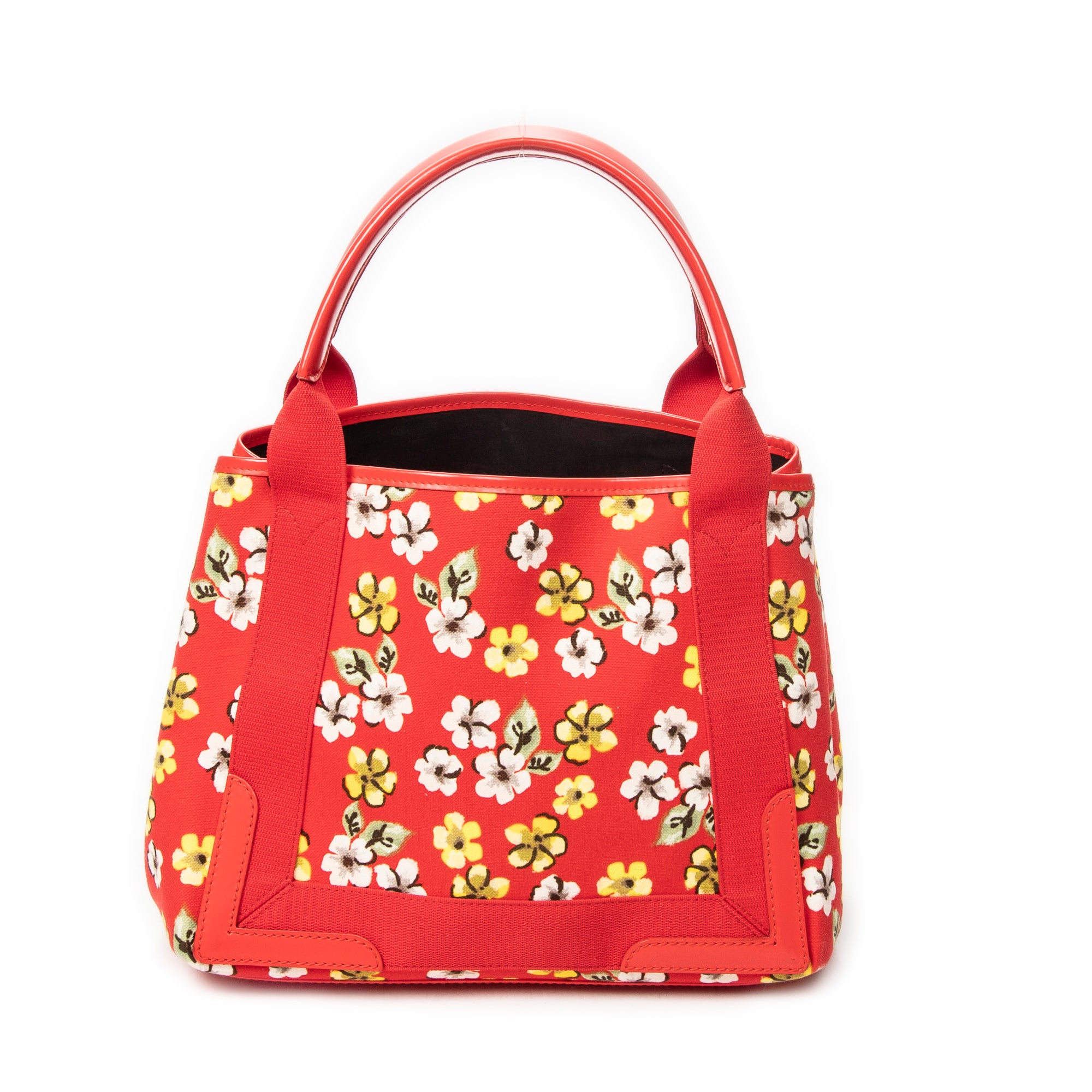 Shoulder Bag Small Navy Cabas Red Floral Print Canvas