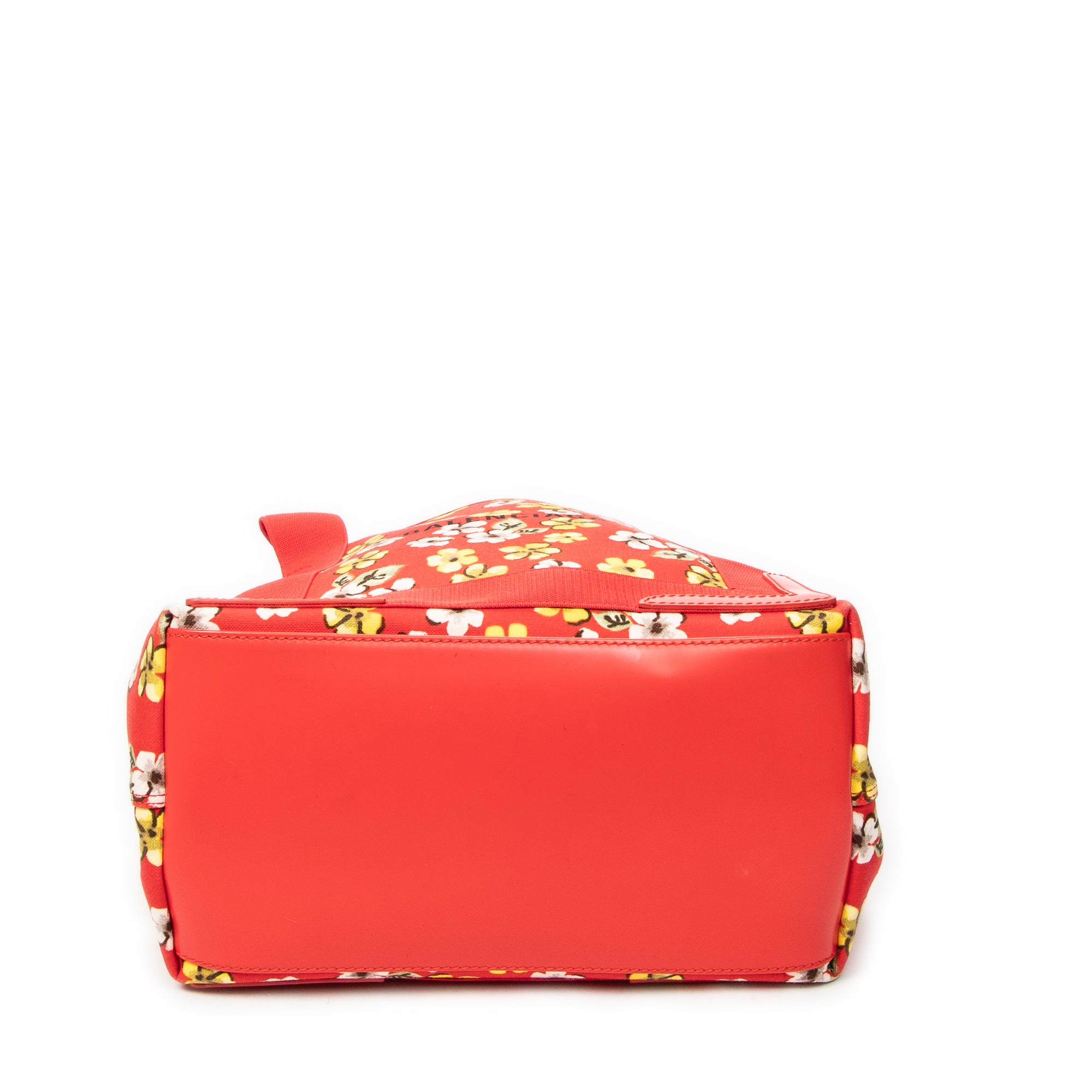 Shoulder Bag Small Navy Cabas Red Floral Print Canvas