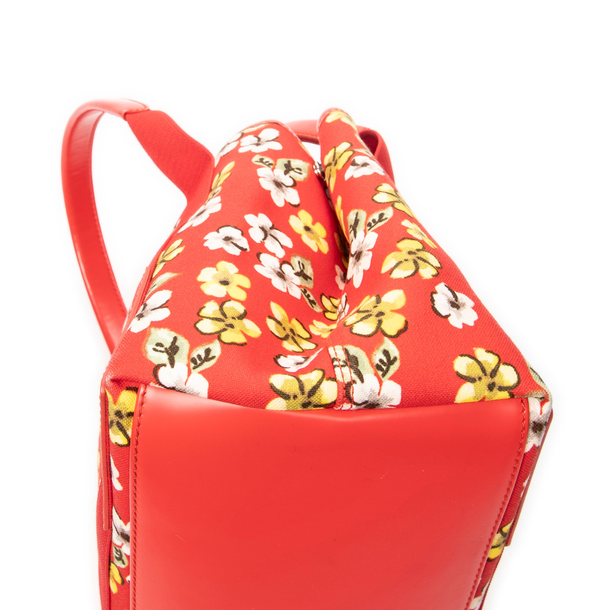 Shoulder Bag Small Navy Cabas Red Floral Print Canvas