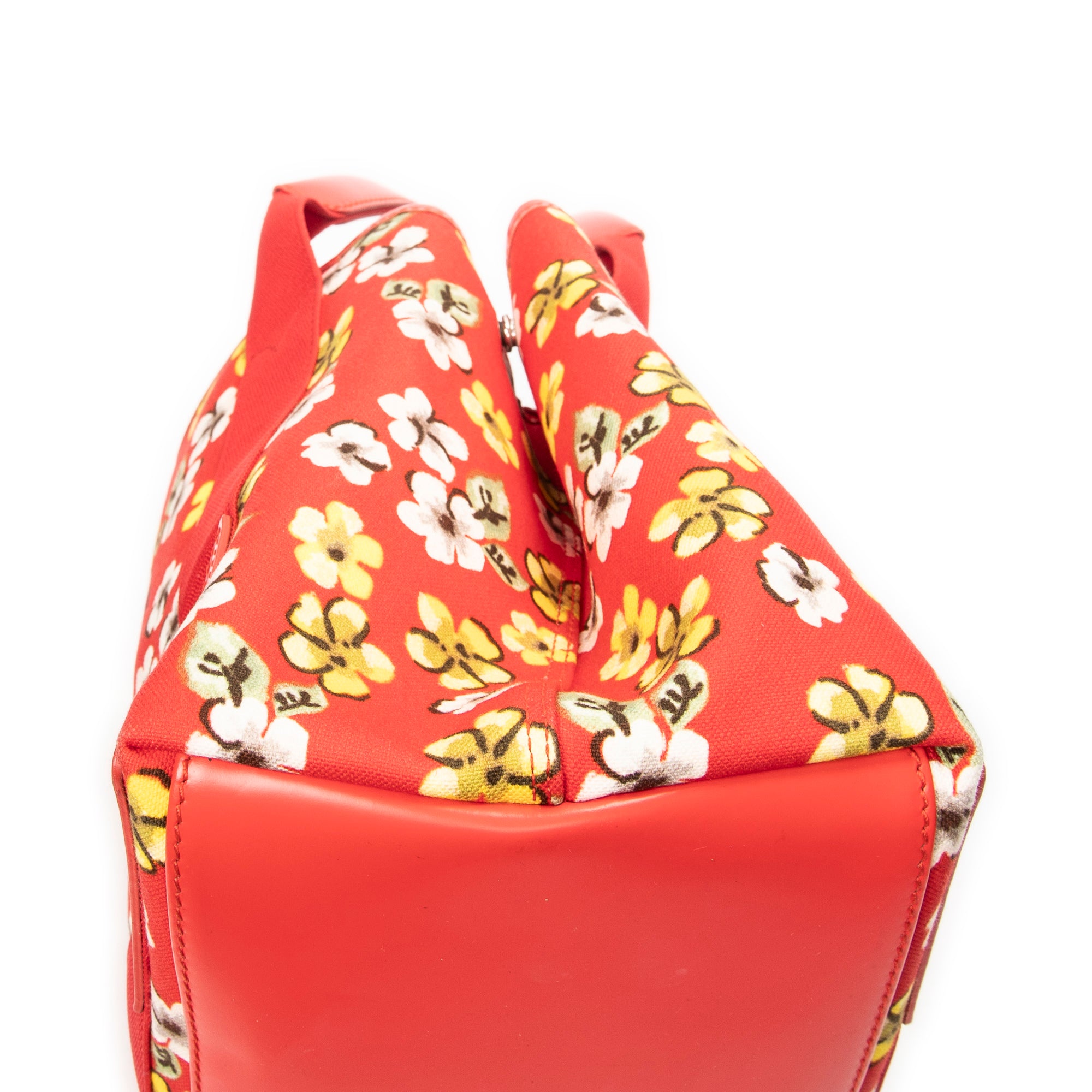 Shoulder Bag Small Navy Cabas Red Floral Print Canvas