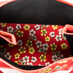 Shoulder Bag Small Navy Cabas Red Floral Print Canvas