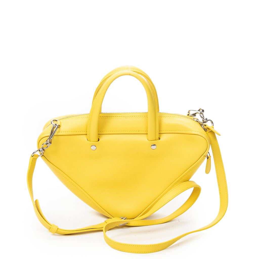 Shoulder Bag XS Triangle Duffle Yellow Calfskin Leather