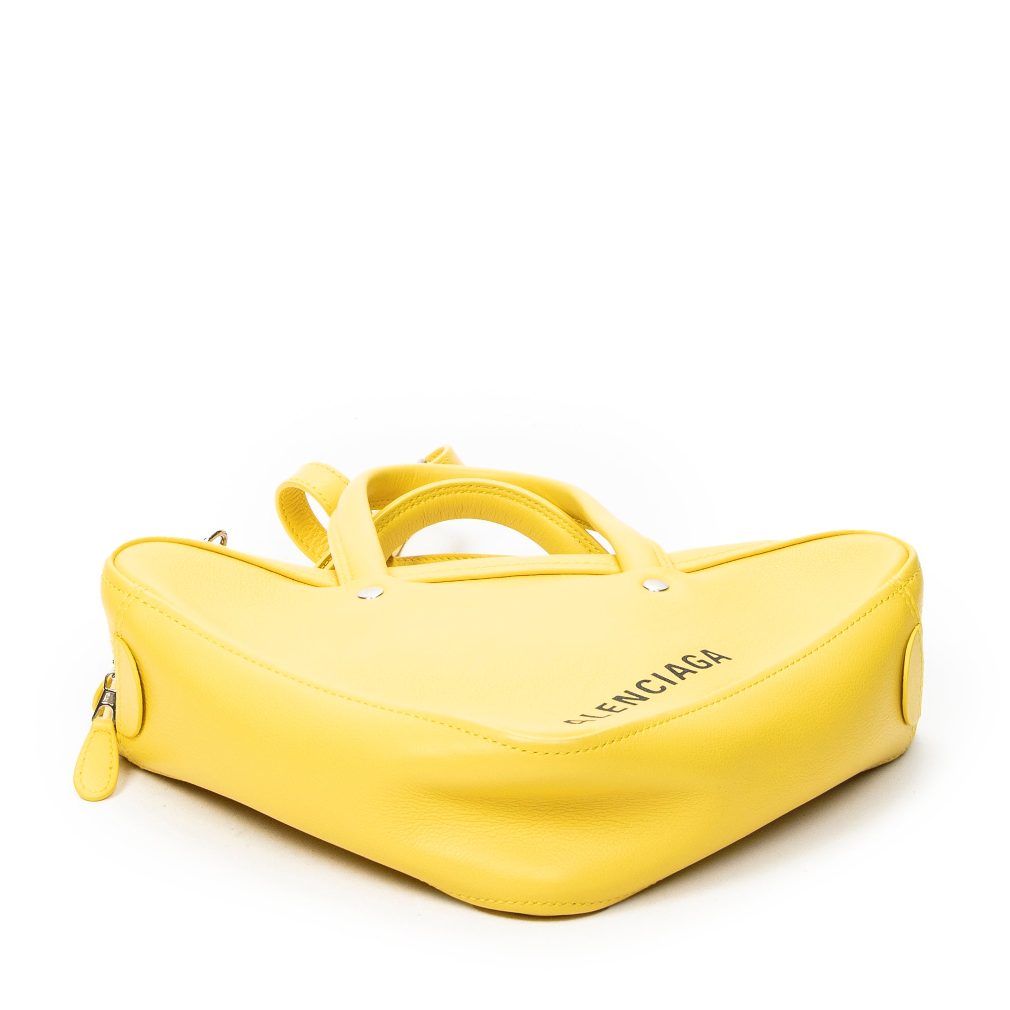 Shoulder Bag XS Triangle Duffle Yellow Calfskin Leather