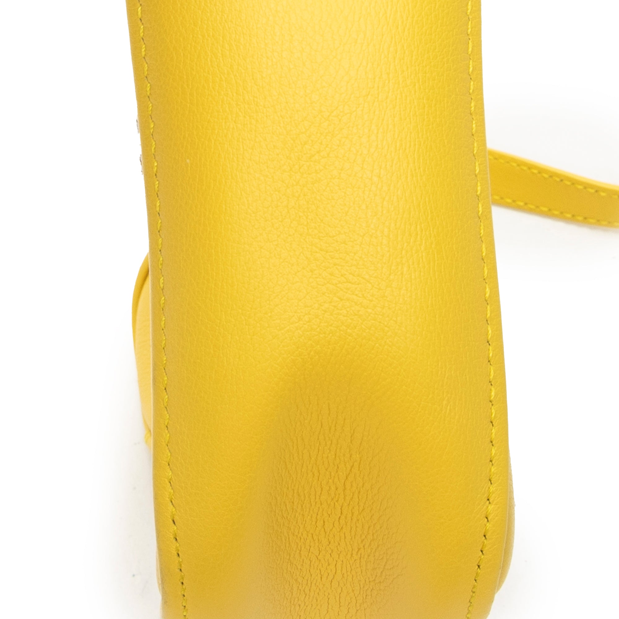 Shoulder Bag XS Triangle Duffle Yellow Calfskin Leather