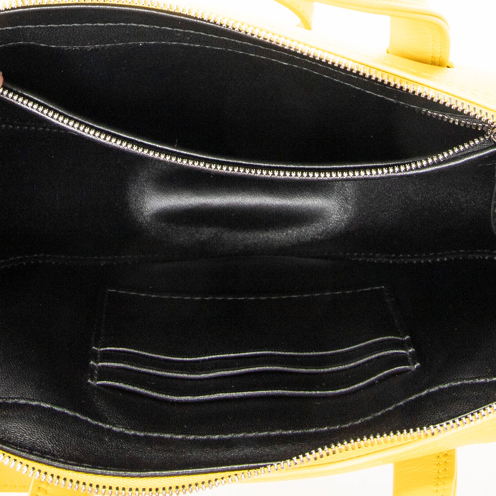 Shoulder Bag XS Triangle Duffle Yellow Calfskin Leather