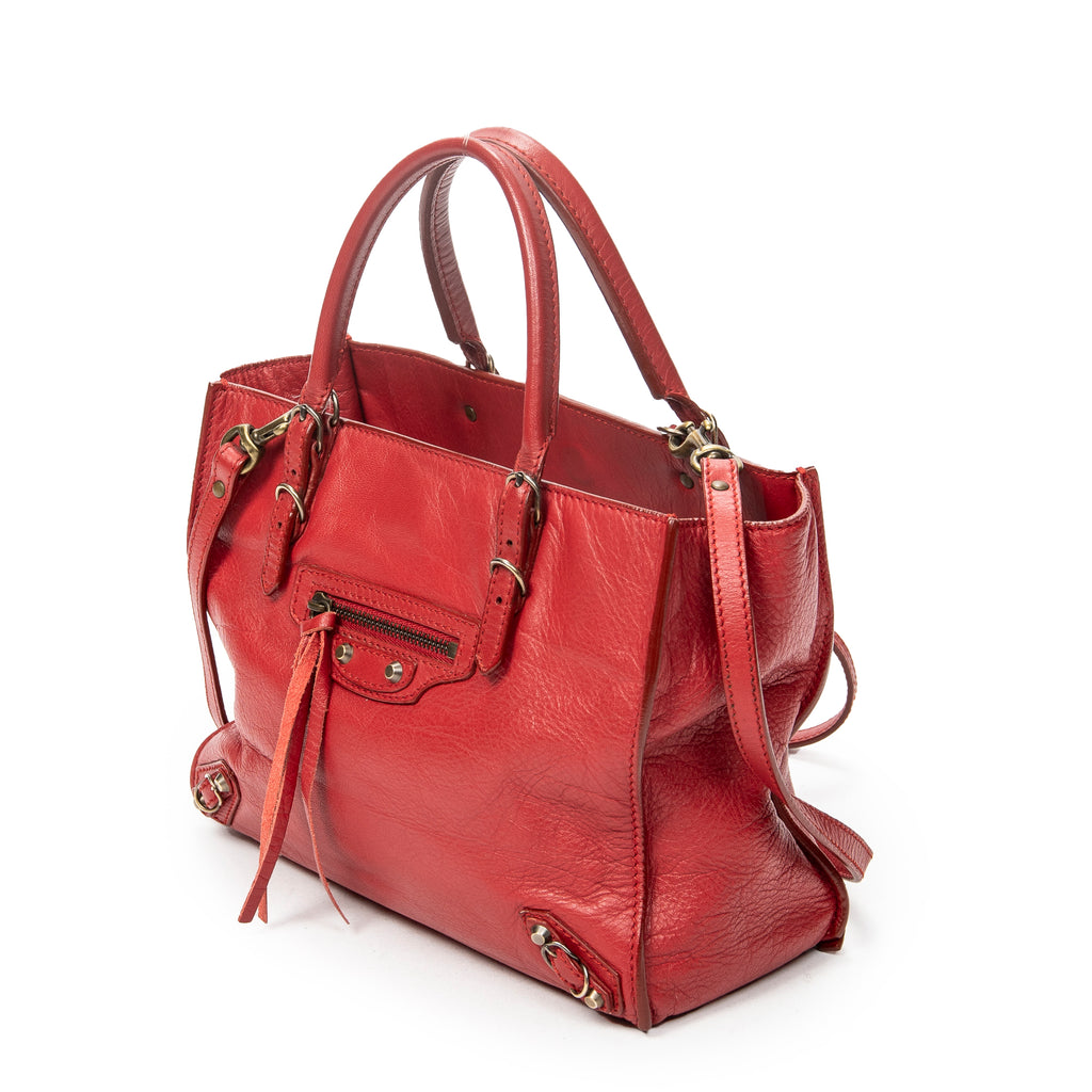 Shoulder Bag Mini Papier A4 Magnet Tote Red Calfskin Leather