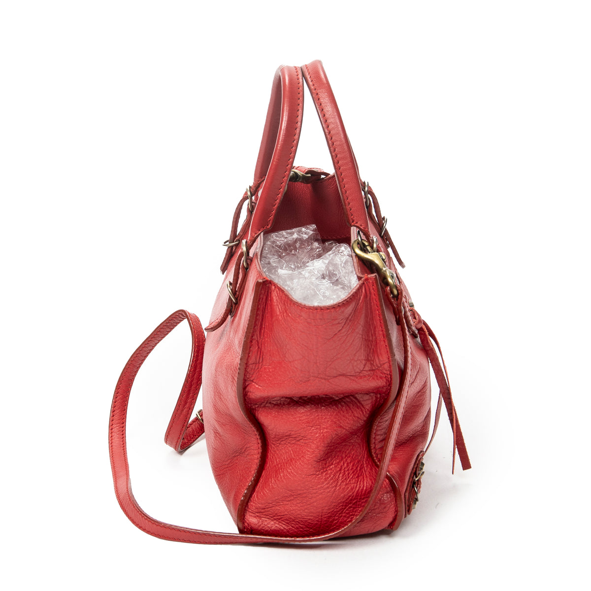 Shoulder Bag Mini Papier A4 Magnet Tote Red Calfskin Leather
