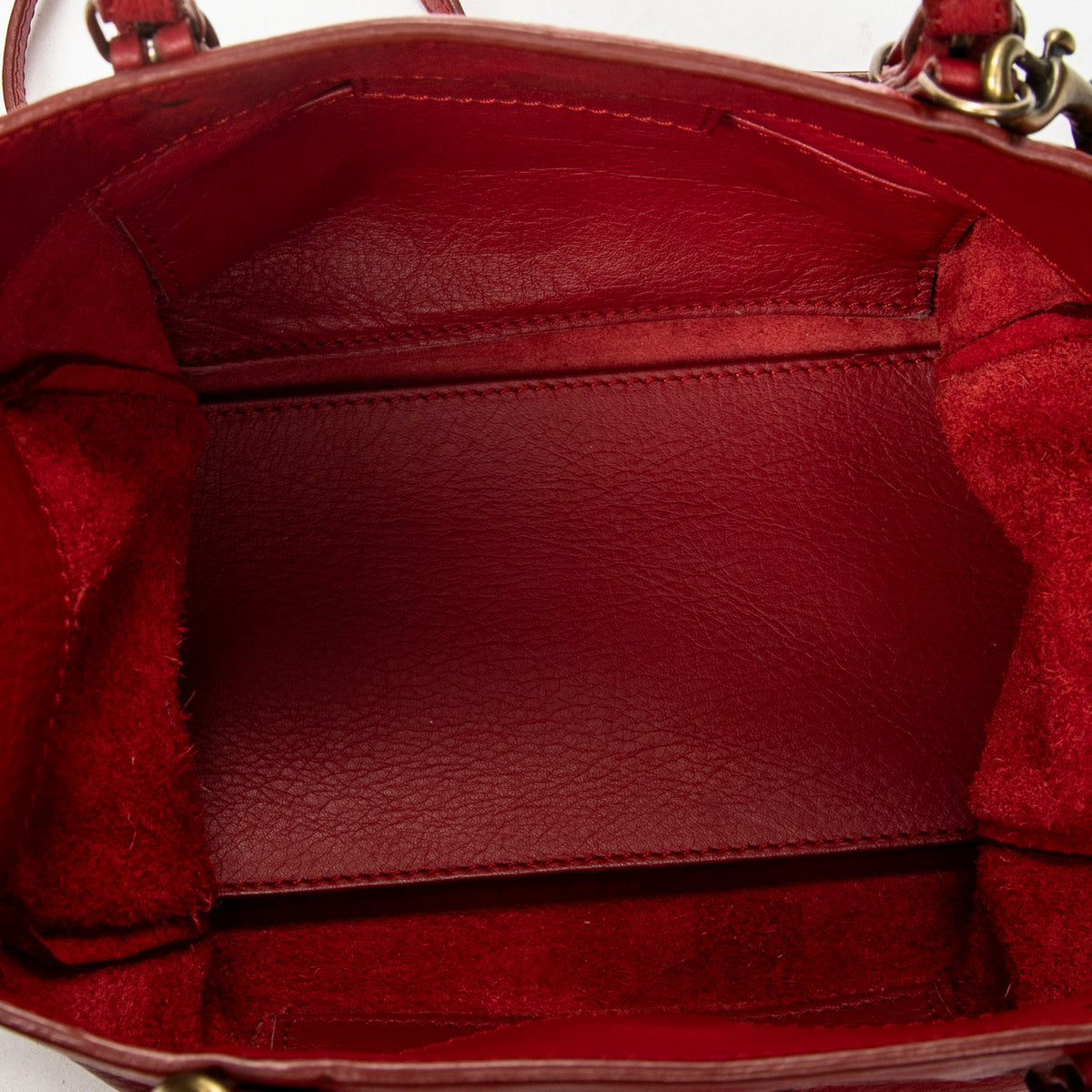 Shoulder Bag Mini Papier A4 Magnet Tote Red Calfskin Leather