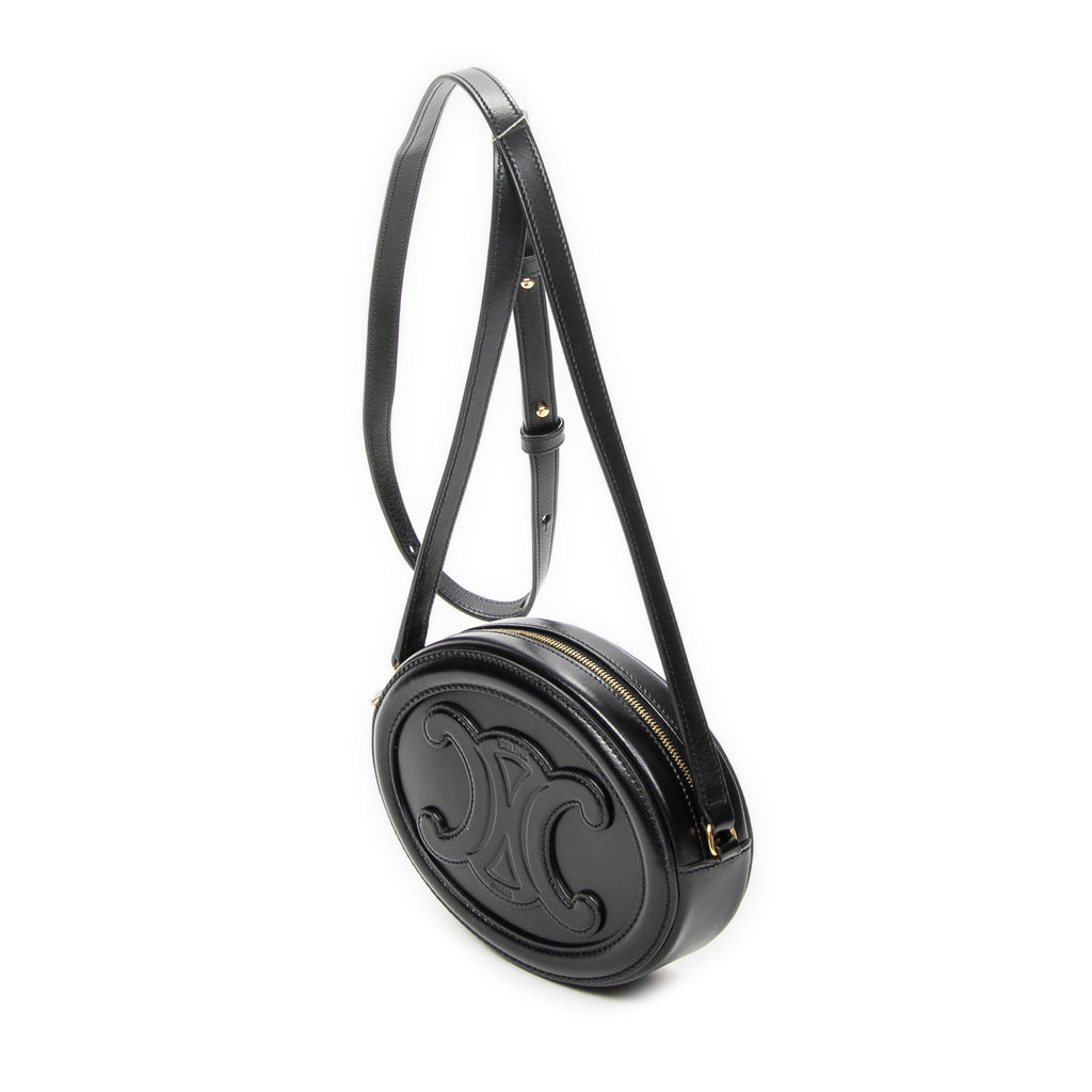 Shoulder Bag Triomphe Oval Crossbody Black Calfskin Leather