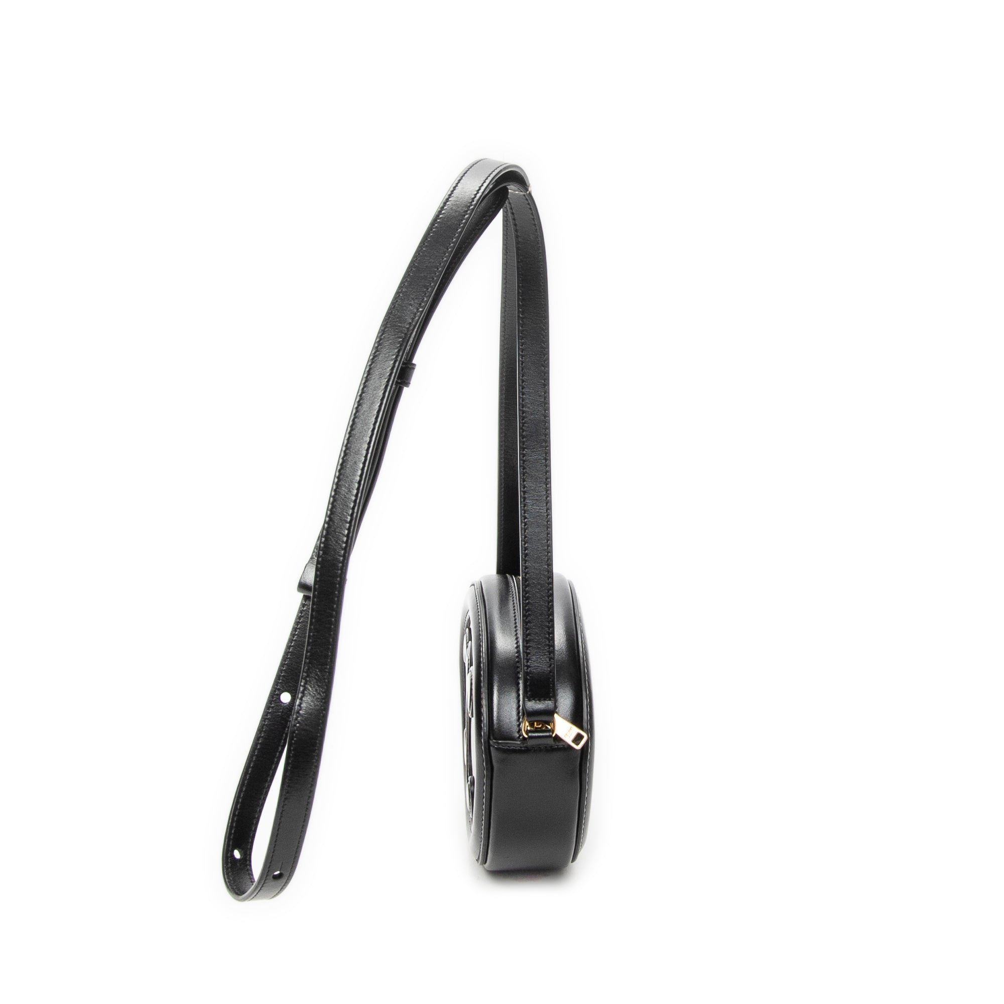 Shoulder Bag Triomphe Oval Crossbody Black Calfskin Leather