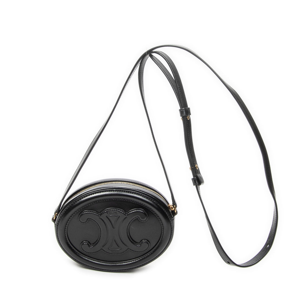 Shoulder Bag Triomphe Oval Crossbody Black Calfskin Leather