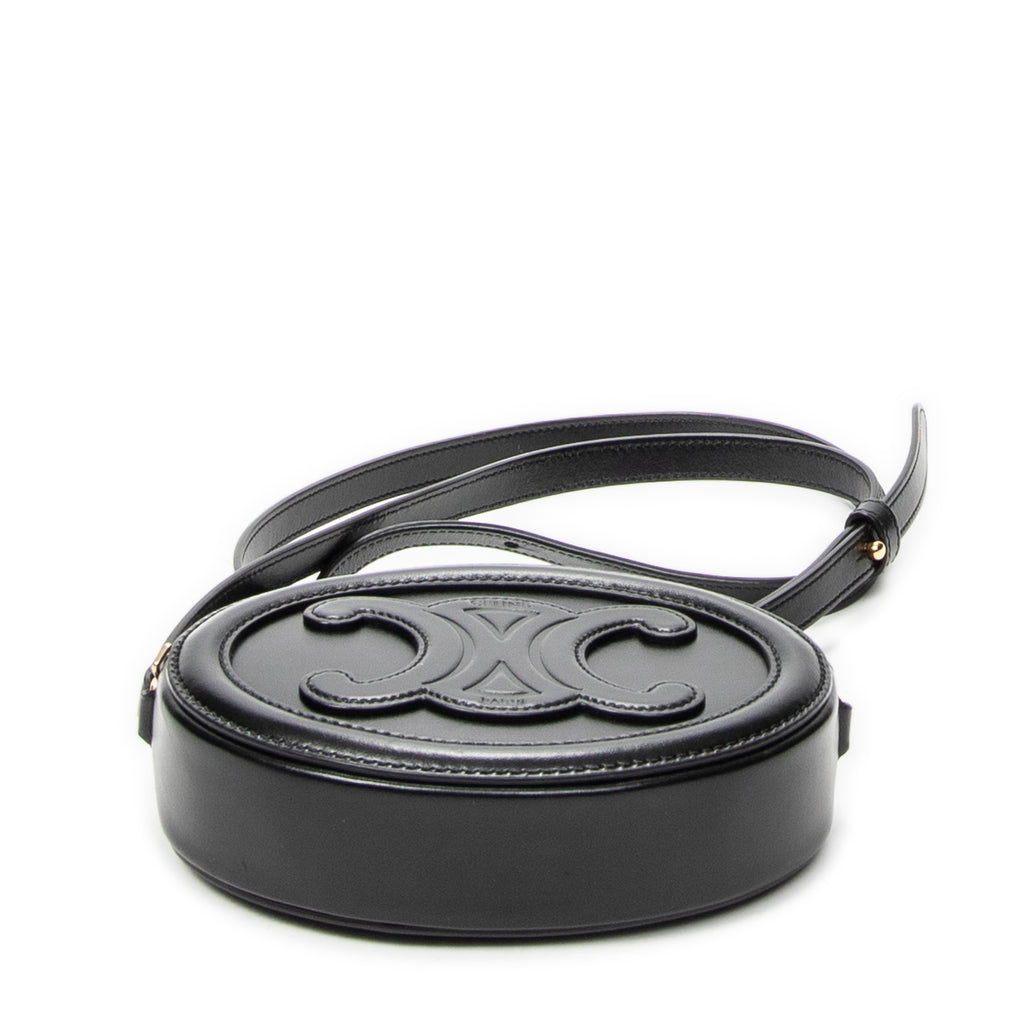 Shoulder Bag Triomphe Oval Crossbody Black Calfskin Leather