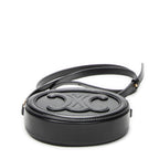 Shoulder Bag Triomphe Oval Crossbody Black Calfskin Leather