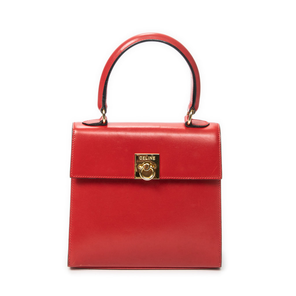 Handbag Vintage Mini Flap Top Handle Red Smooth Calfskin Leather