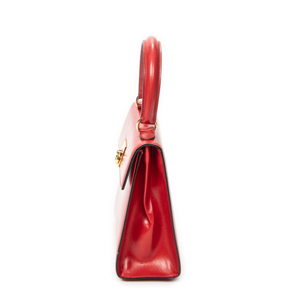 Handbag Vintage Mini Flap Top Handle Red Smooth Calfskin Leather