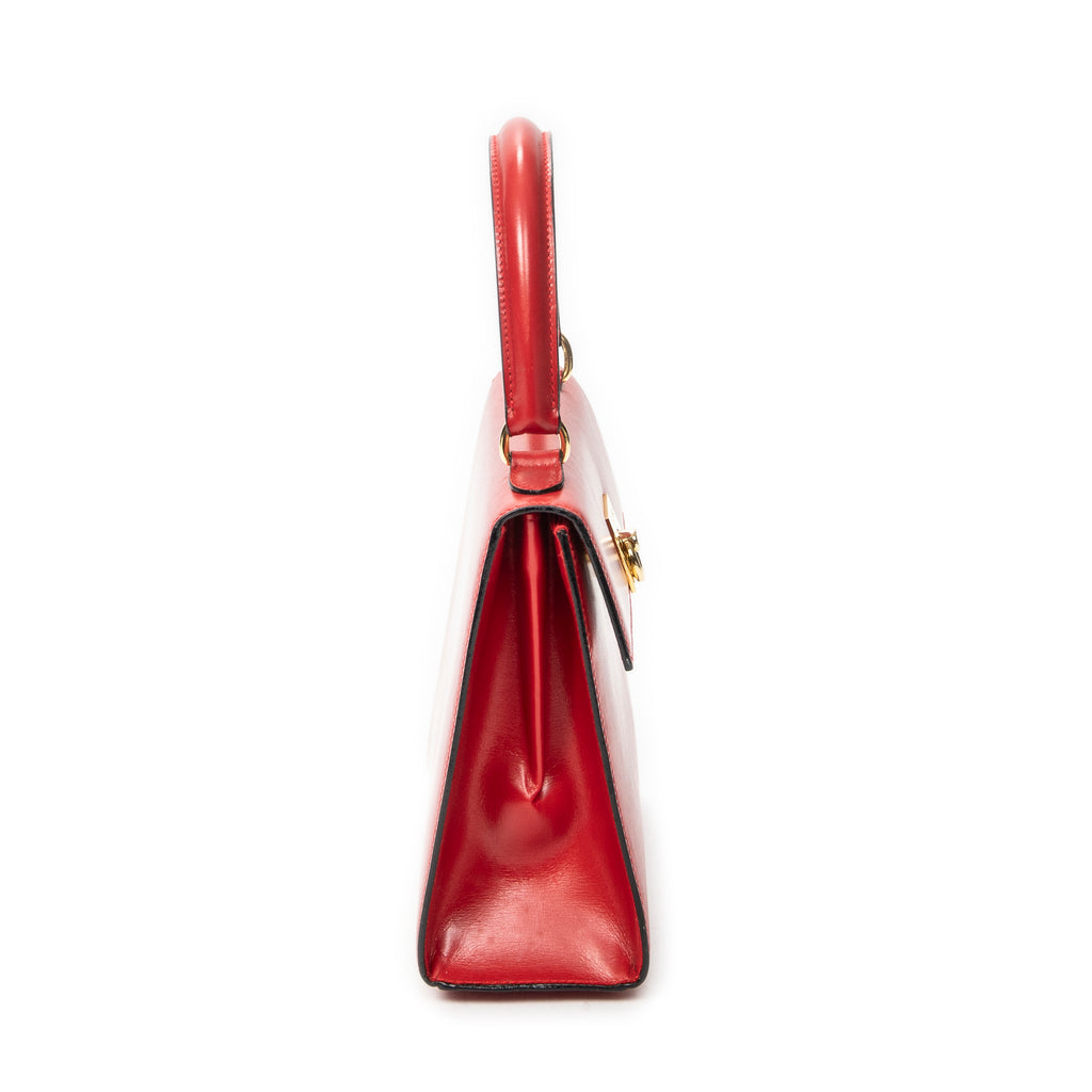 Handbag Vintage Mini Flap Top Handle Red Smooth Calfskin Leather