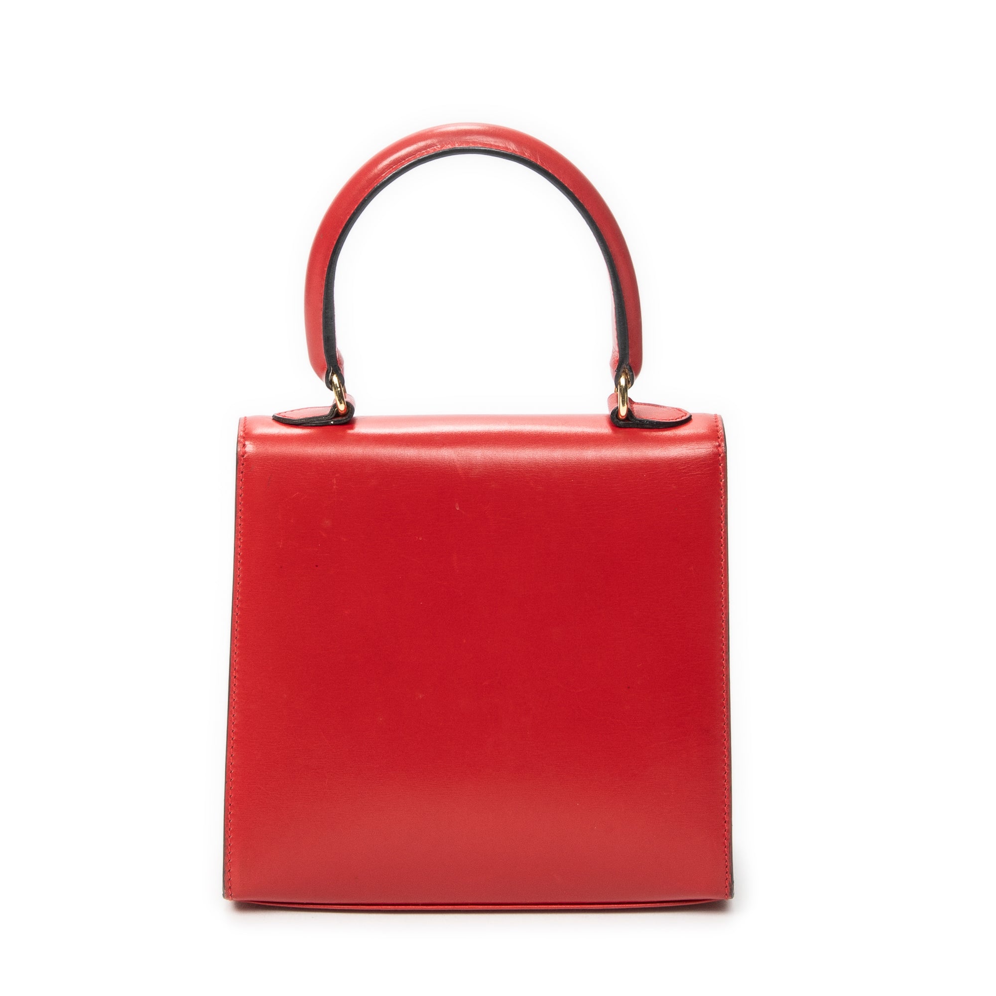 Handbag Vintage Mini Flap Top Handle Red Smooth Calfskin Leather