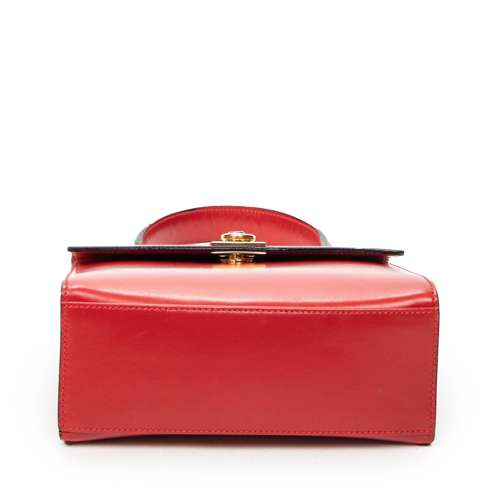 Handbag Vintage Mini Flap Top Handle Red Smooth Calfskin Leather