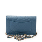 Shoulder Bag Emoticon Wallet on Chain Blue Quilted Lambskin Leather