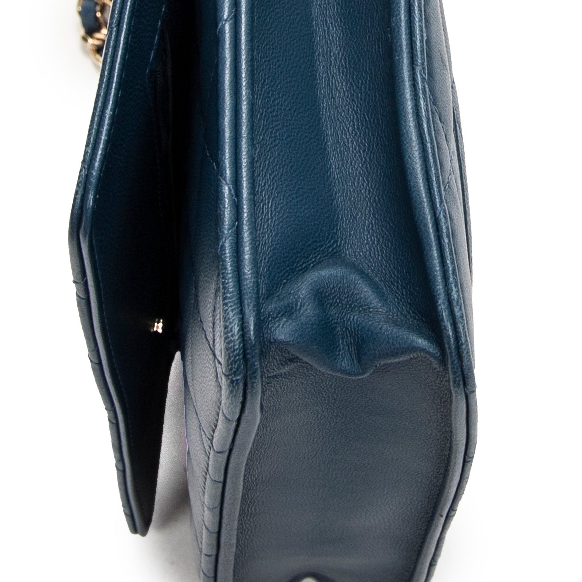 Shoulder Bag Emoticon Wallet on Chain Blue Quilted Lambskin Leather