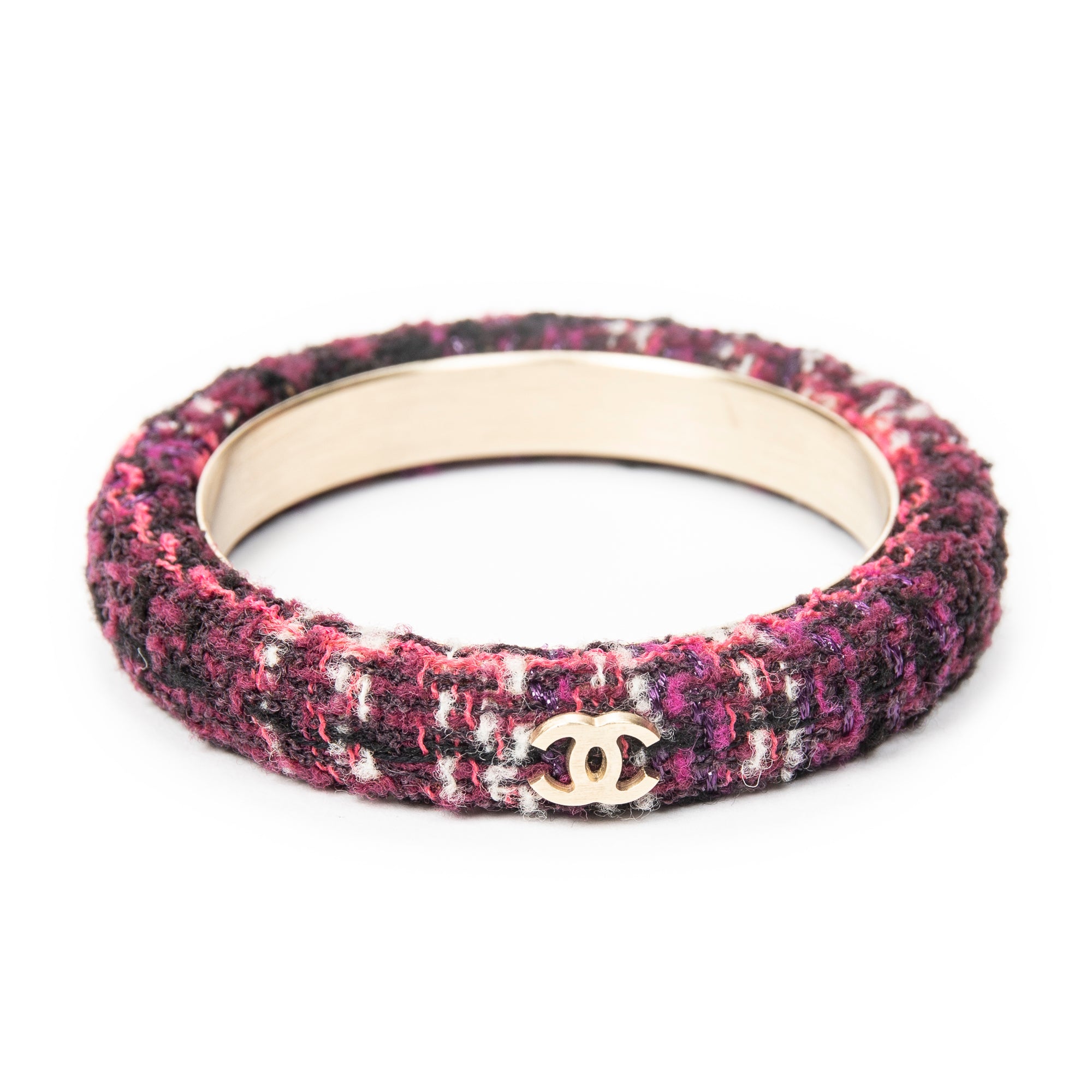 Bracelet CC Tweed Bangle Purple Gold Plated