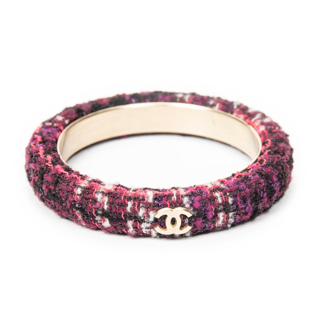 Bracelet CC Tweed Bangle Purple Gold Plated