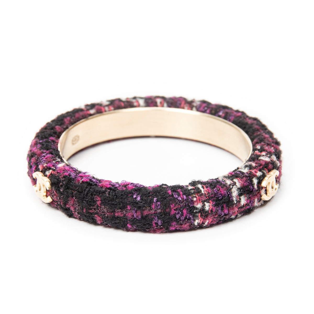 Bracelet CC Tweed Bangle Purple Gold Plated